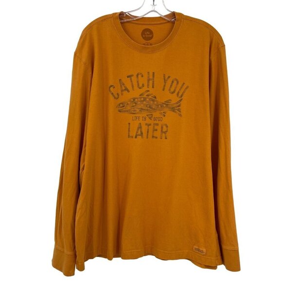 Life Is Good Classic Fit Catch You Later Long Sleeve Tee Shirt Men's XXL Fishing - Picture 1 of 8